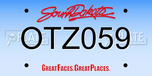OTZ059 South Dakota License Plate