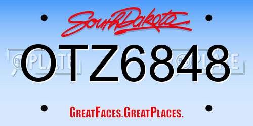 OTZ6848 South Dakota License Plate