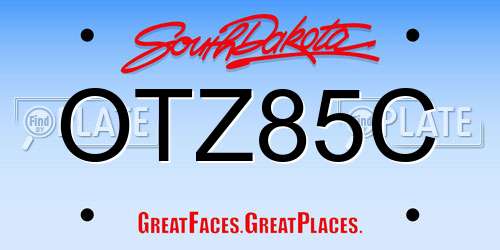 OTZ85C South Dakota License Plate