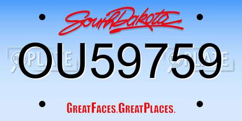 OU59759 South Dakota License Plate