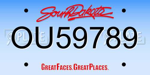 OU59789 South Dakota License Plate