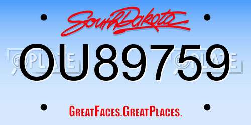 OU89759 South Dakota License Plate