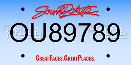 OU89789 South Dakota License Plate