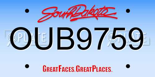 OUB9759 South Dakota License Plate