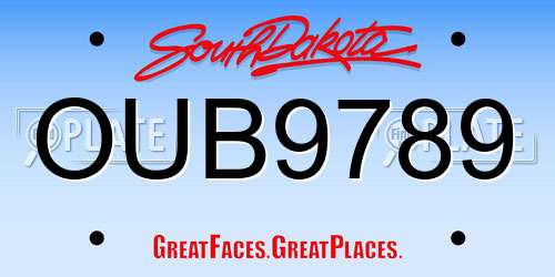 OUB9789 South Dakota License Plate