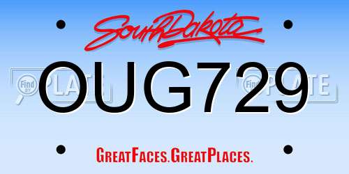 OUG729 South Dakota License Plate