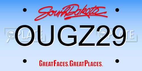OUGZ29 South Dakota License Plate