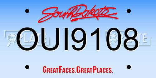 OUI9108 South Dakota License Plate