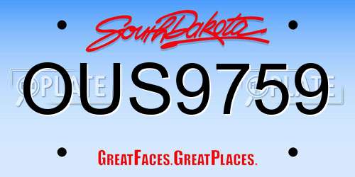 OUS9759 South Dakota License Plate