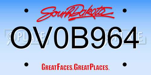 OV0B964 South Dakota License Plate
