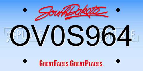 OV0S964 South Dakota License Plate
