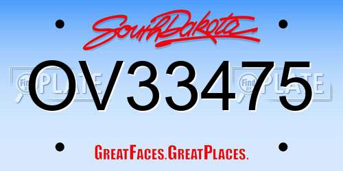 OV33475 South Dakota License Plate