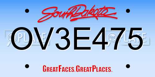 OV3E475 South Dakota License Plate