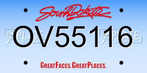 OV55116 South Dakota License Plate