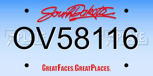 OV58116 South Dakota License Plate