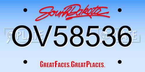 OV58536 South Dakota License Plate