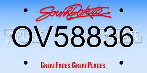 OV58836 South Dakota License Plate