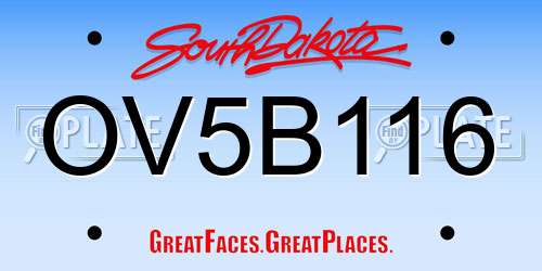 OV5B116 South Dakota License Plate