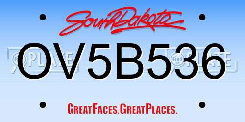 OV5B536 South Dakota License Plate