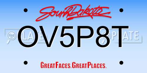 OV5P8T South Dakota License Plate