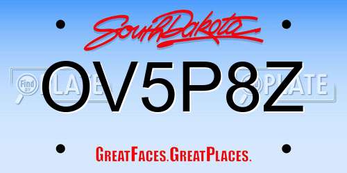 OV5P8Z South Dakota License Plate