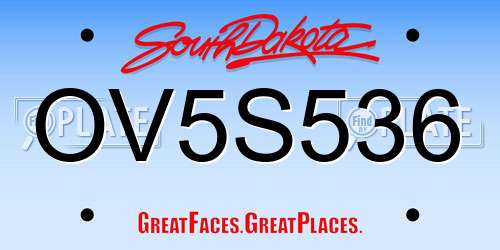 OV5S536 South Dakota License Plate