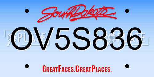 OV5S836 South Dakota License Plate