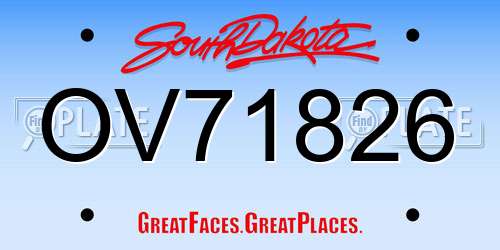 OV71826 South Dakota License Plate