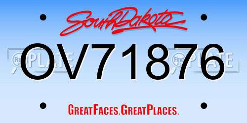 OV71876 South Dakota License Plate