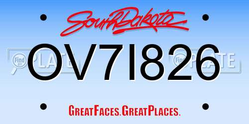 OV7I826 South Dakota License Plate