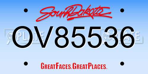 OV85536 South Dakota License Plate