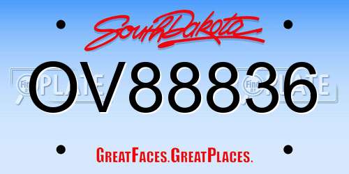 OV88836 South Dakota License Plate