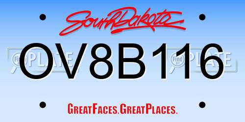 OV8B116 South Dakota License Plate