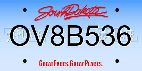 OV8B536 South Dakota License Plate