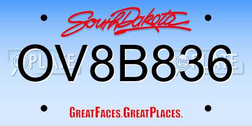 OV8B836 South Dakota License Plate