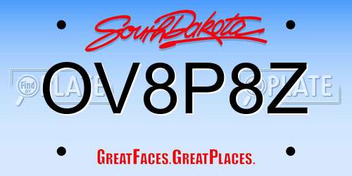 OV8P8Z South Dakota License Plate