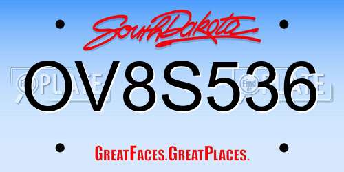 OV8S536 South Dakota License Plate