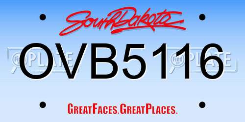 OVB5116 South Dakota License Plate