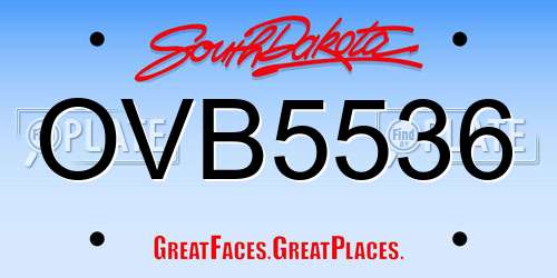 OVB5536 South Dakota License Plate