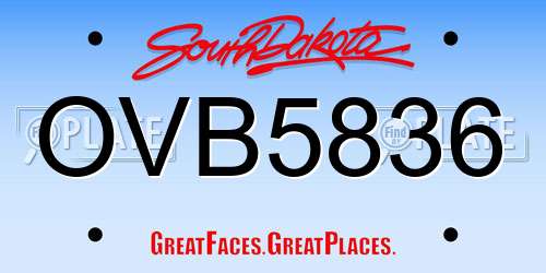 OVB5836 South Dakota License Plate