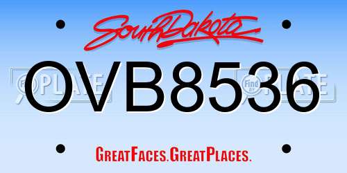 OVB8536 South Dakota License Plate