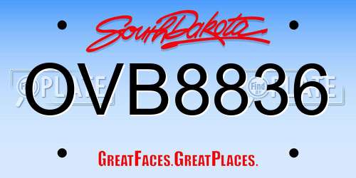 OVB8836 South Dakota License Plate