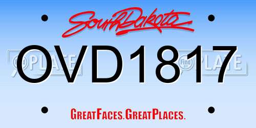 OVD1817 South Dakota License Plate