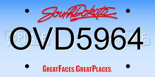 OVD5964 South Dakota License Plate