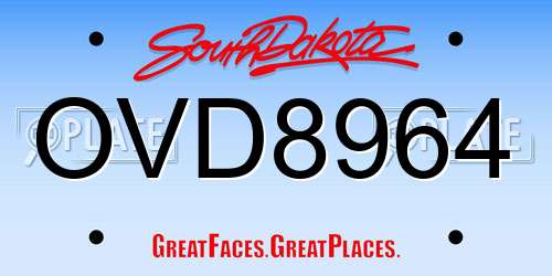 OVD8964 South Dakota License Plate
