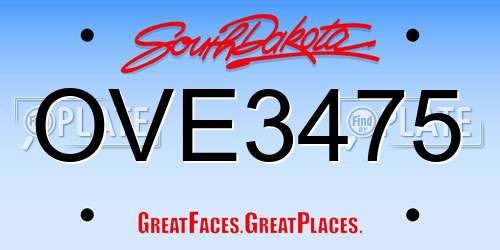 OVE3475 South Dakota License Plate
