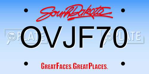 OVJF70 South Dakota License Plate