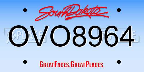OVO8964 South Dakota License Plate