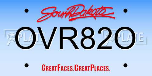 OVR82O South Dakota License Plate