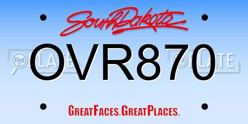 OVR870 South Dakota License Plate